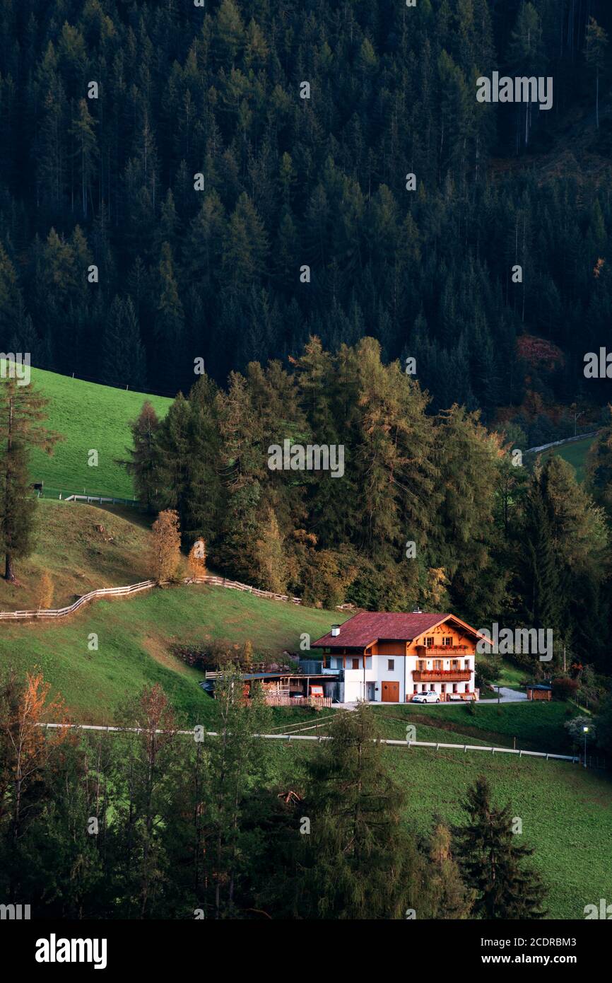 Village buildings in Dolomites in North Italy Stock Photo
