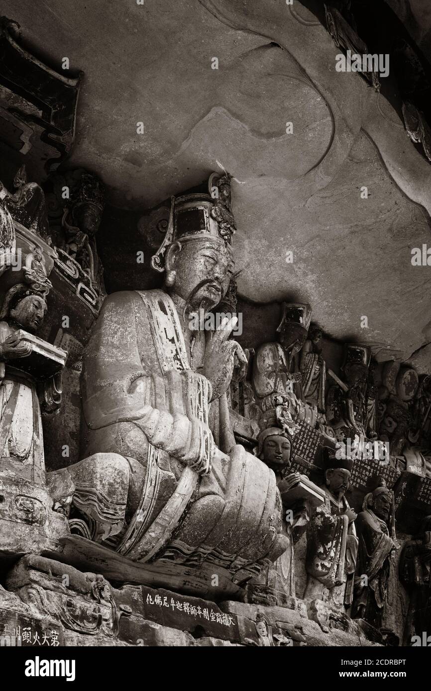 Dazu Rock Carvings as the World Heritage Site located in suburb Chongqing, China Stock Photo