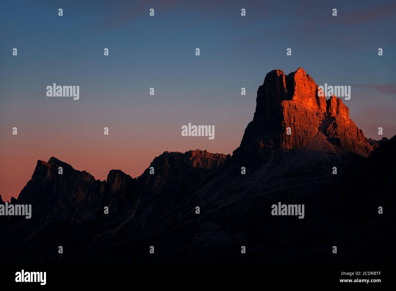 Dolomites sunrise natural landcape in North Italy Stock Photo