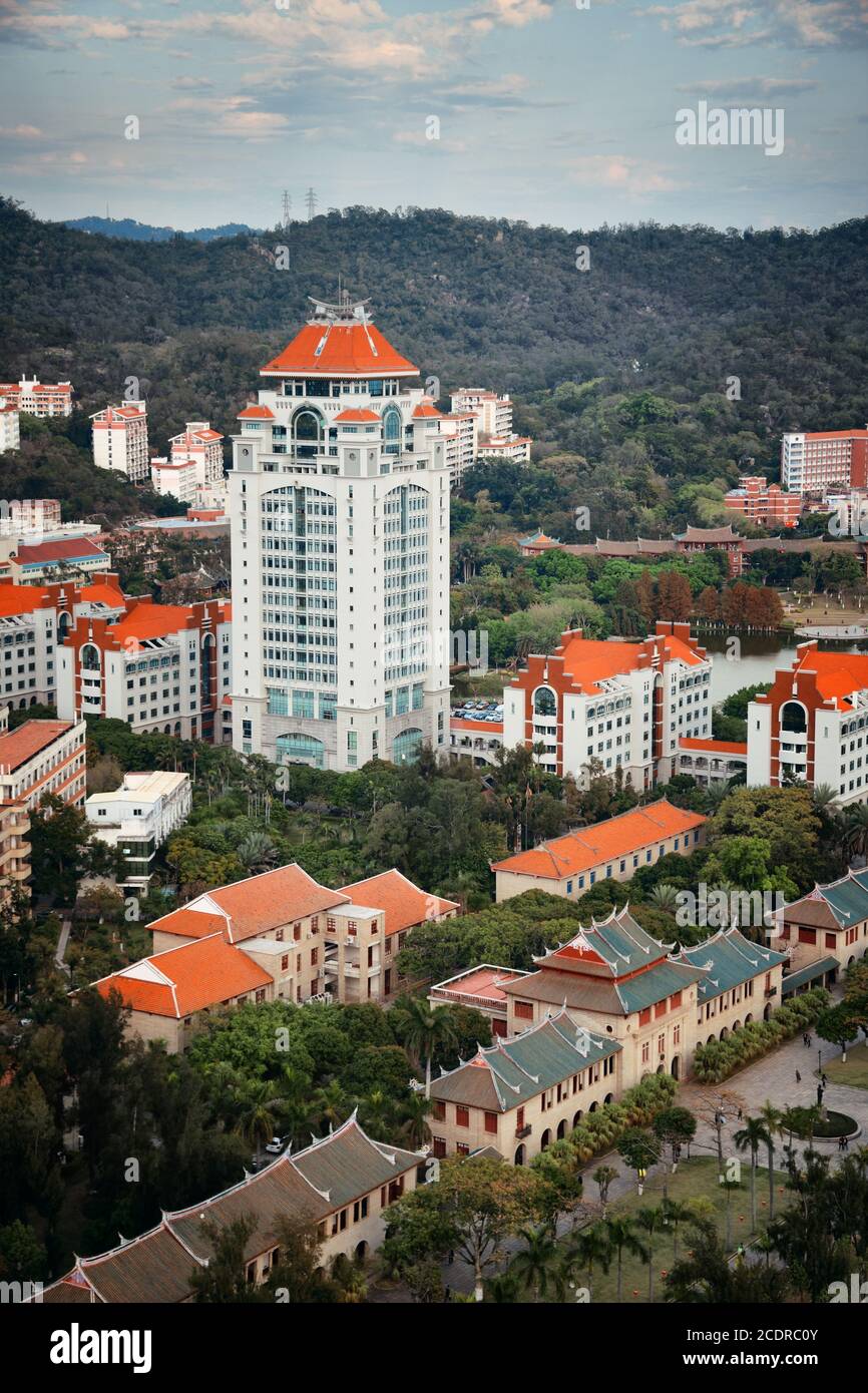 Xmu Xiamen University architecture aerial view in Fujian, China Stock Photo ...