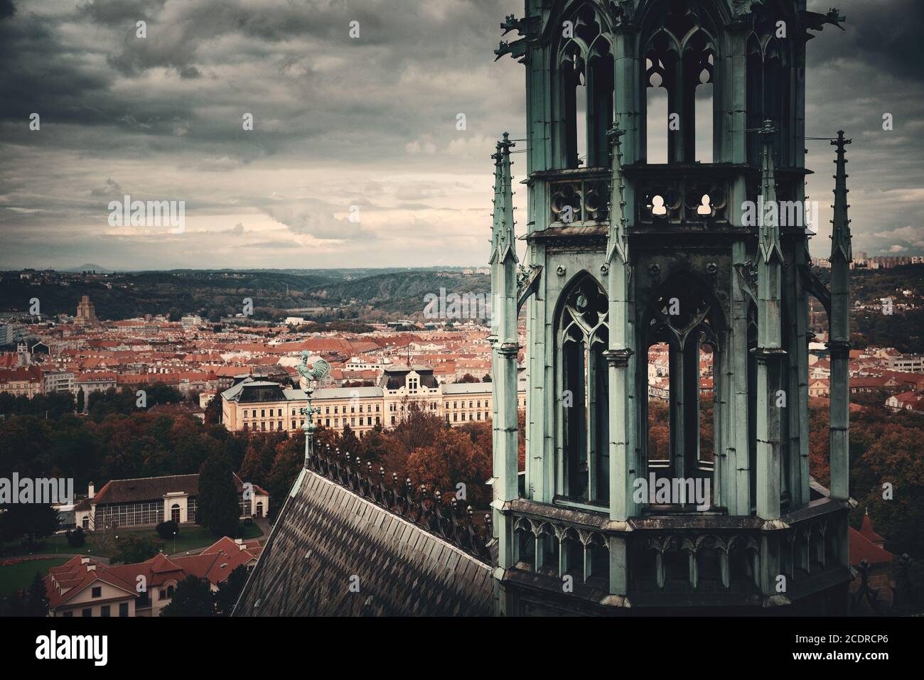 Prague Castle with Saint Vitus Cathedral in Czech Republic. Stock Photo