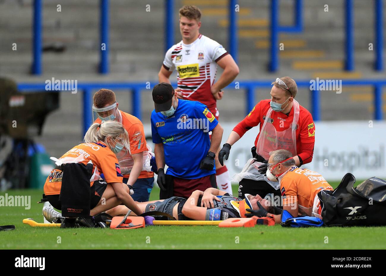 James Clear Injuries Castleford Tigers' James Clare (bottom) receives treatment after an ...