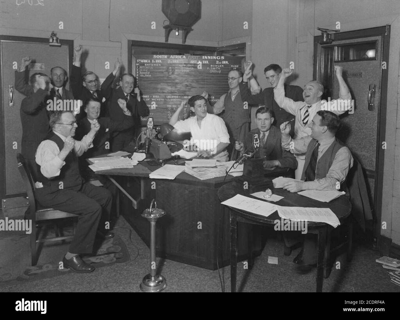 Radio station 2UW broadcasting the Australia vs South Africa test match,  Sydney, 1935 Stock Photo - Alamy