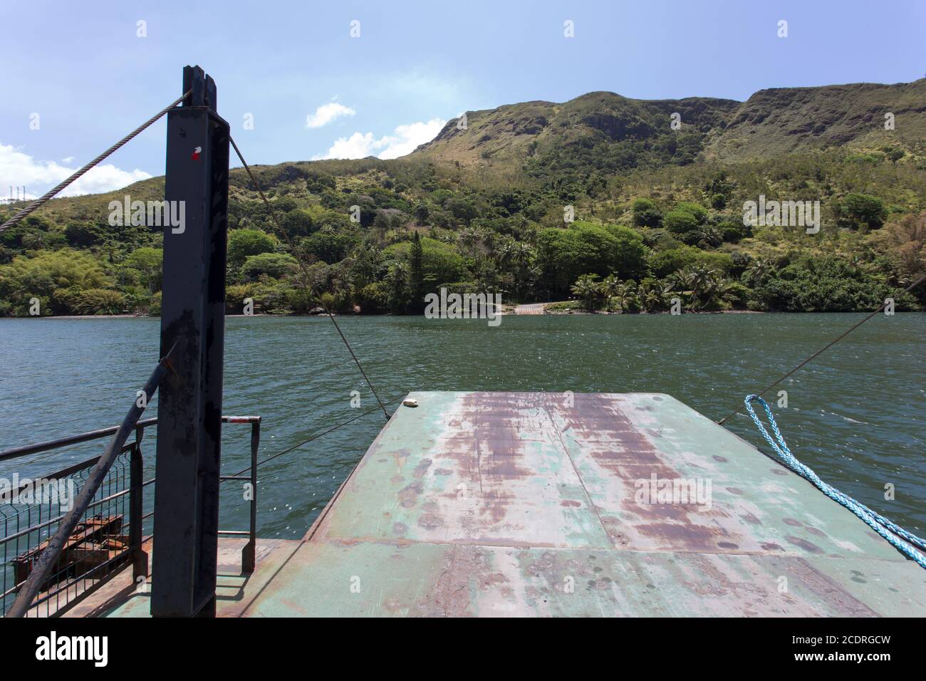 Hienghene, New Caledonia October 29, 2019 old river ferry on the bac