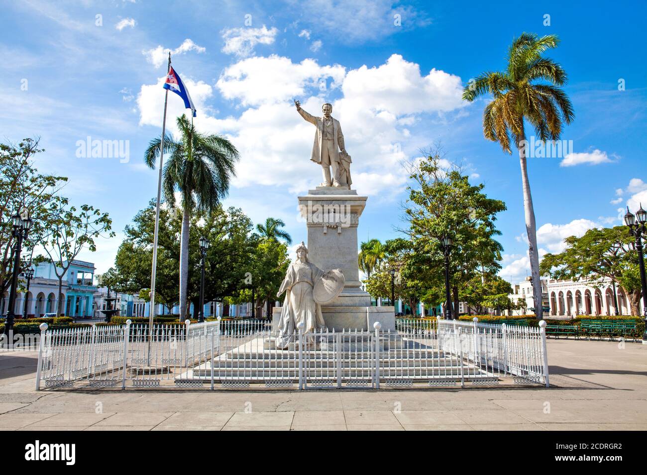Statue of Jose Marti in the Jose Marti Park, the main square of Cienfuegos, Cuba Stock Photo