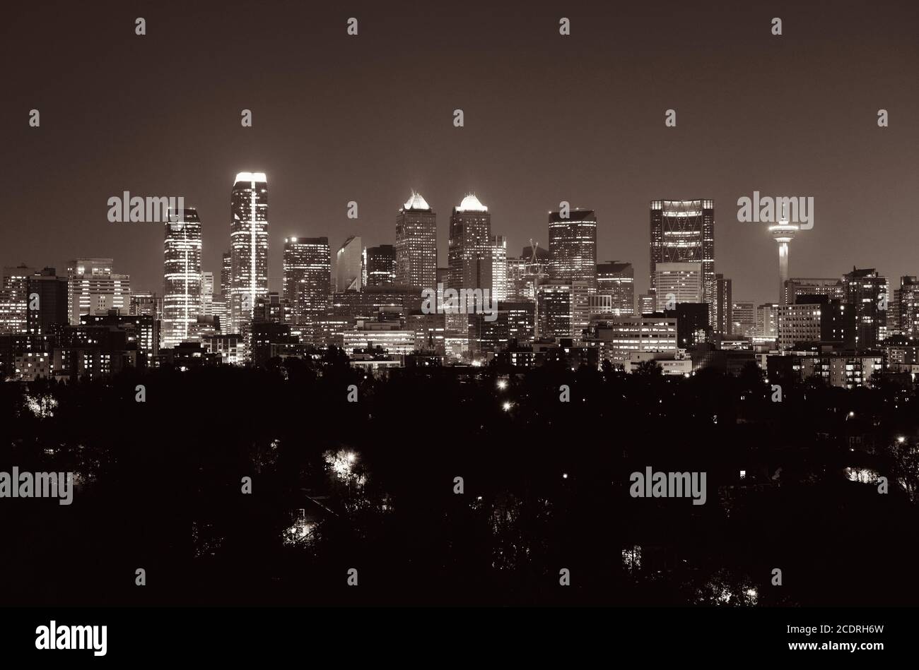 Calgary downtown in Alberta at night, Canada Stock Photo - Alamy