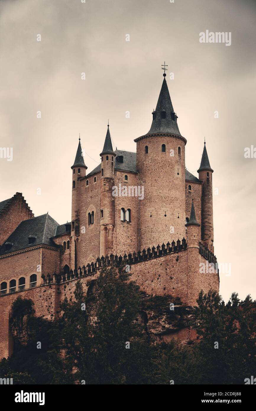 Alcazar of Segovia as the famous landmark in Spain. Stock Photo