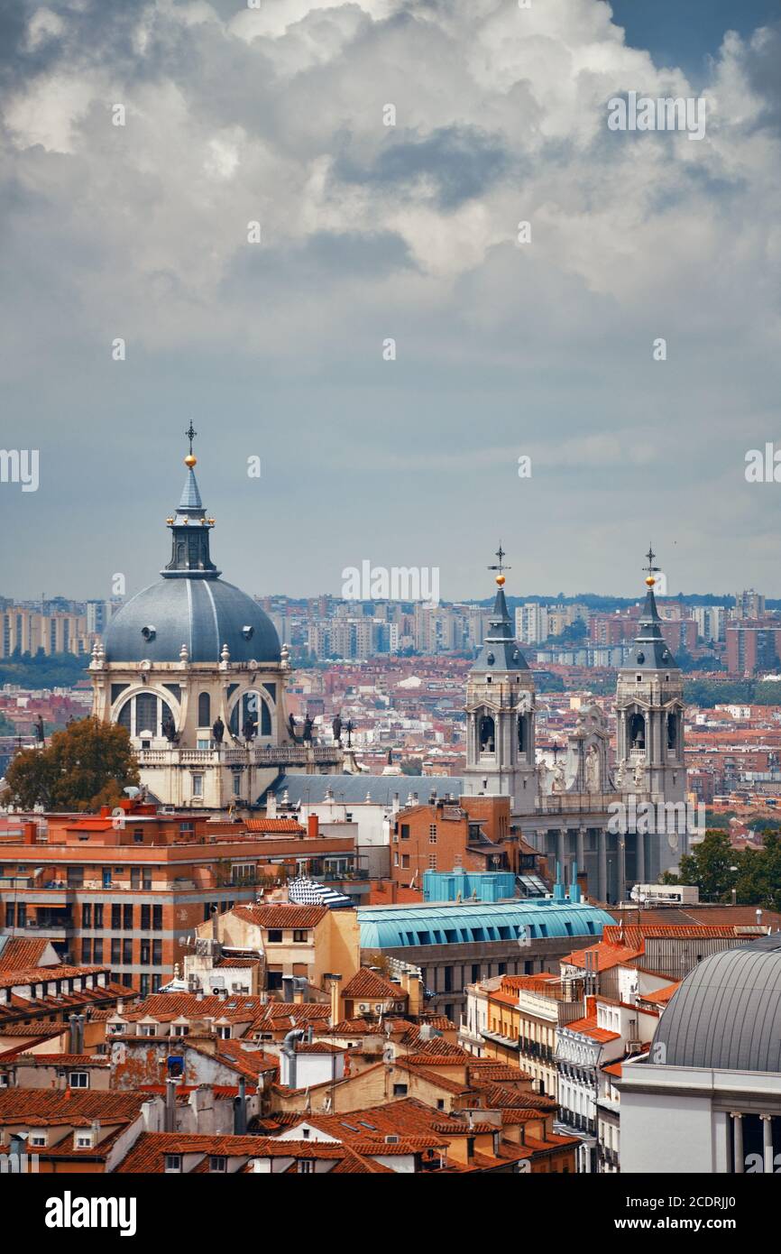 Madrid rooftop view of the city skyline in Spain. Stock Photo