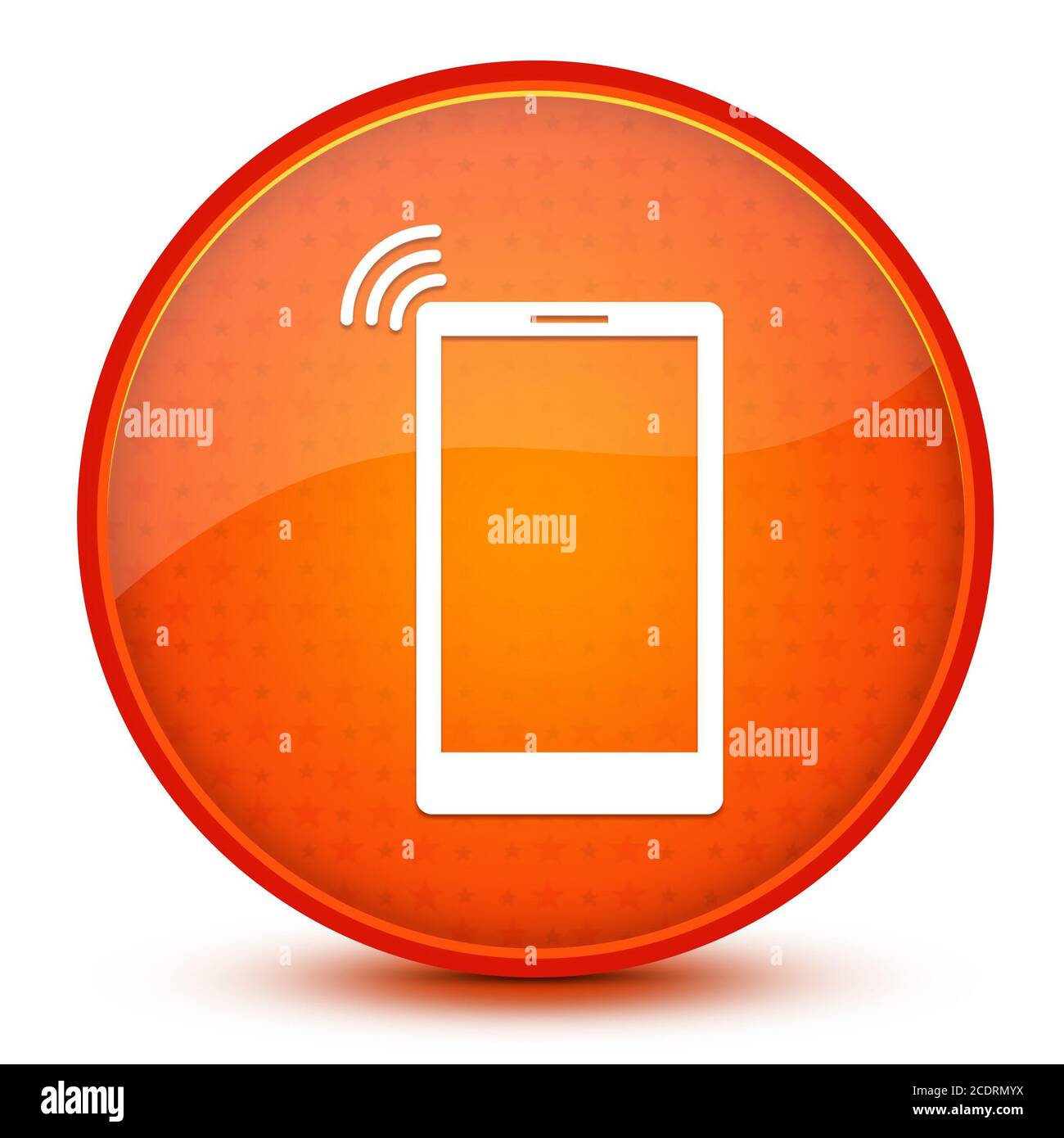 Smartphone network signal icon isolated on glossy star orange round ...