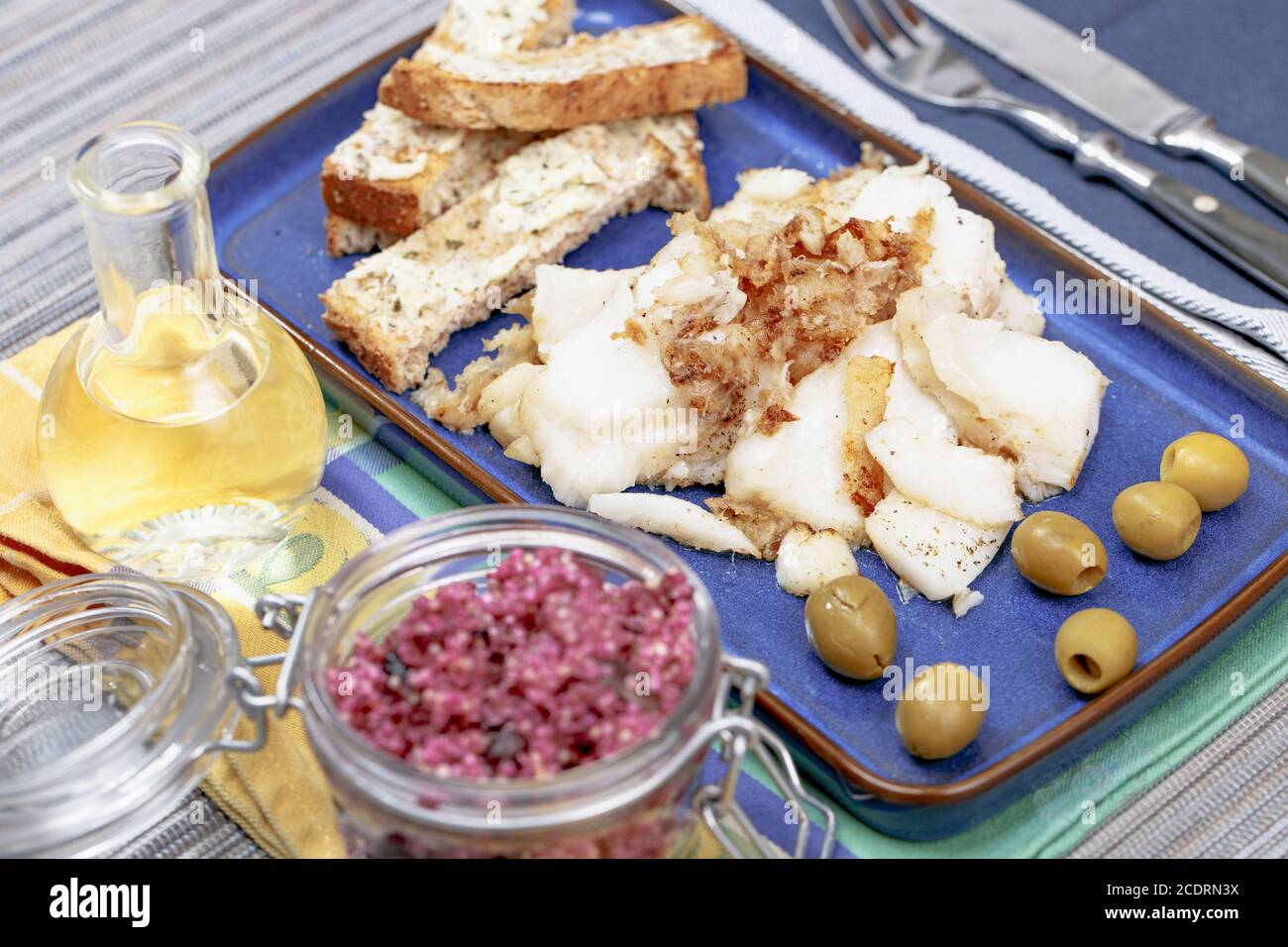 Cod Fish Fillet with Quinoa salad with beetroot and chia seeds Stock ...