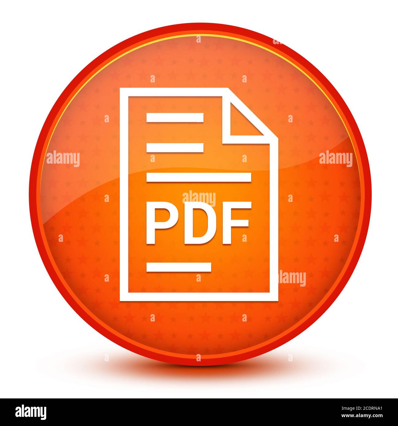 PDF document page icon isolated on glossy star orange round button abstract illustration Stock Photo