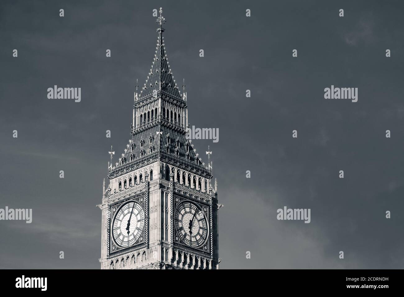 Big Ben closeup in London in black and white Stock Photo