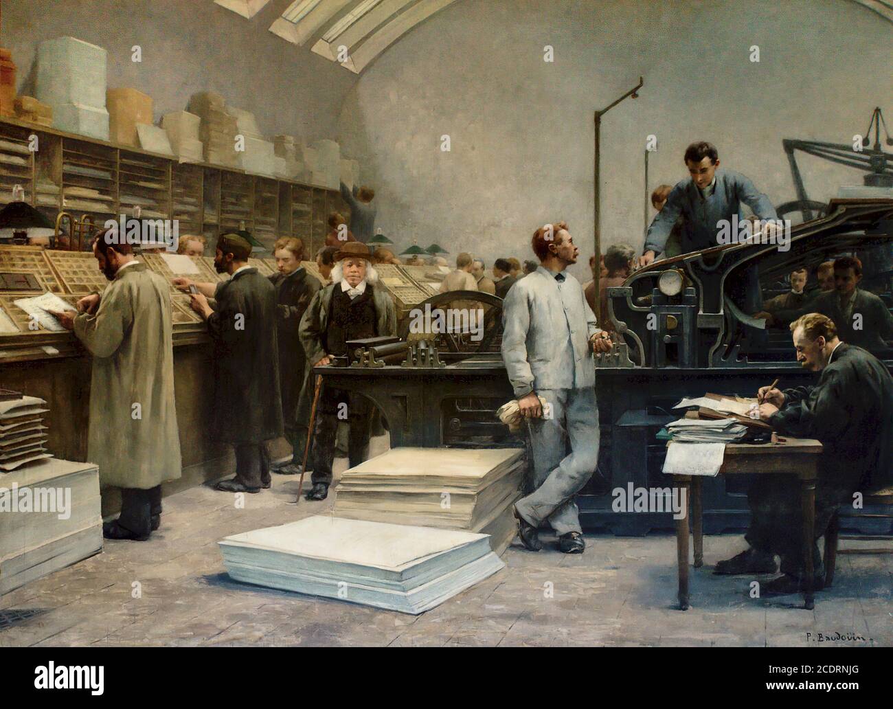 Baudouin Paul Albert - L 'imprimerie - French School - 19th  Century Stock Photo