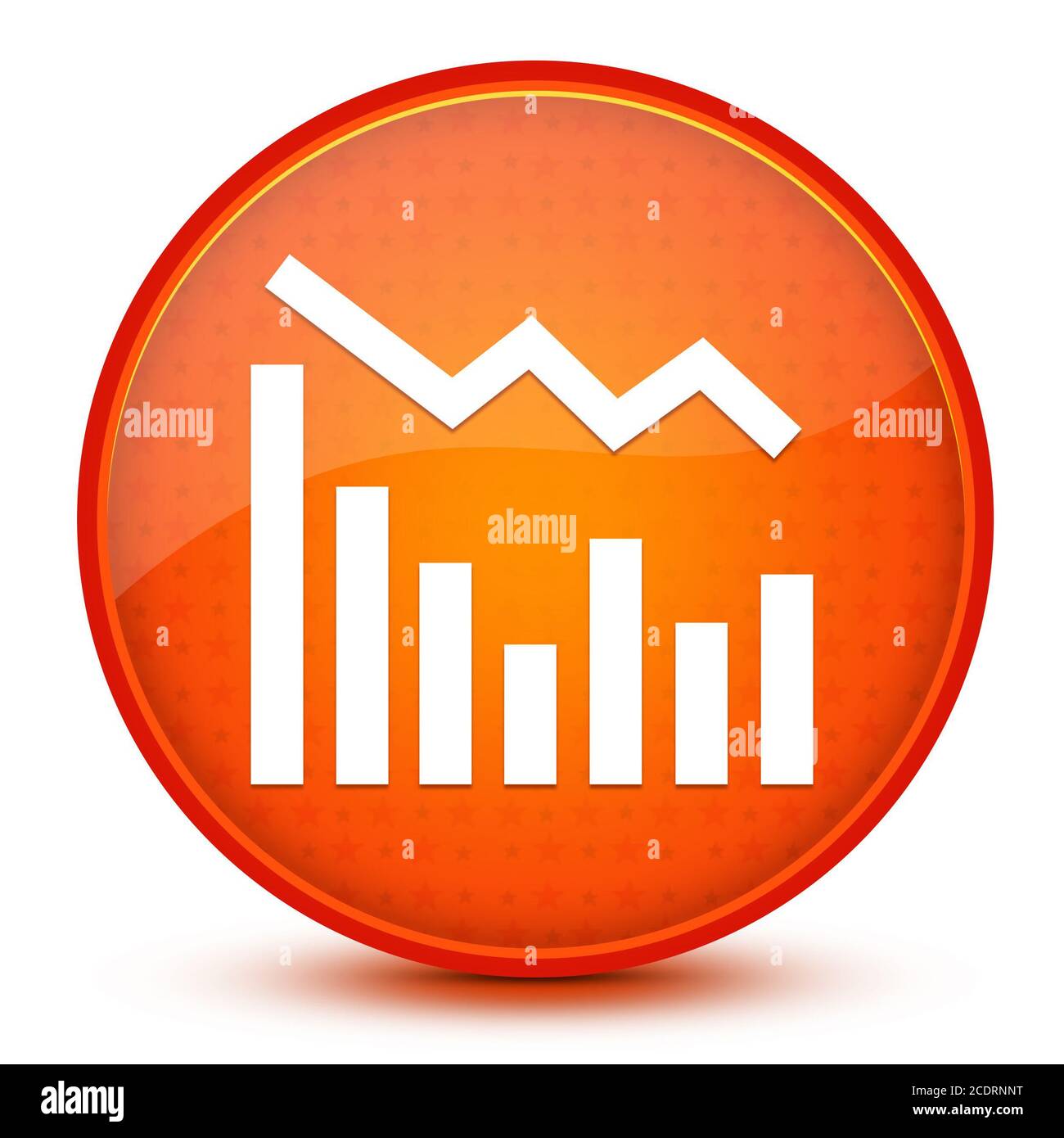 Statistics down icon isolated on glossy star orange round button ...