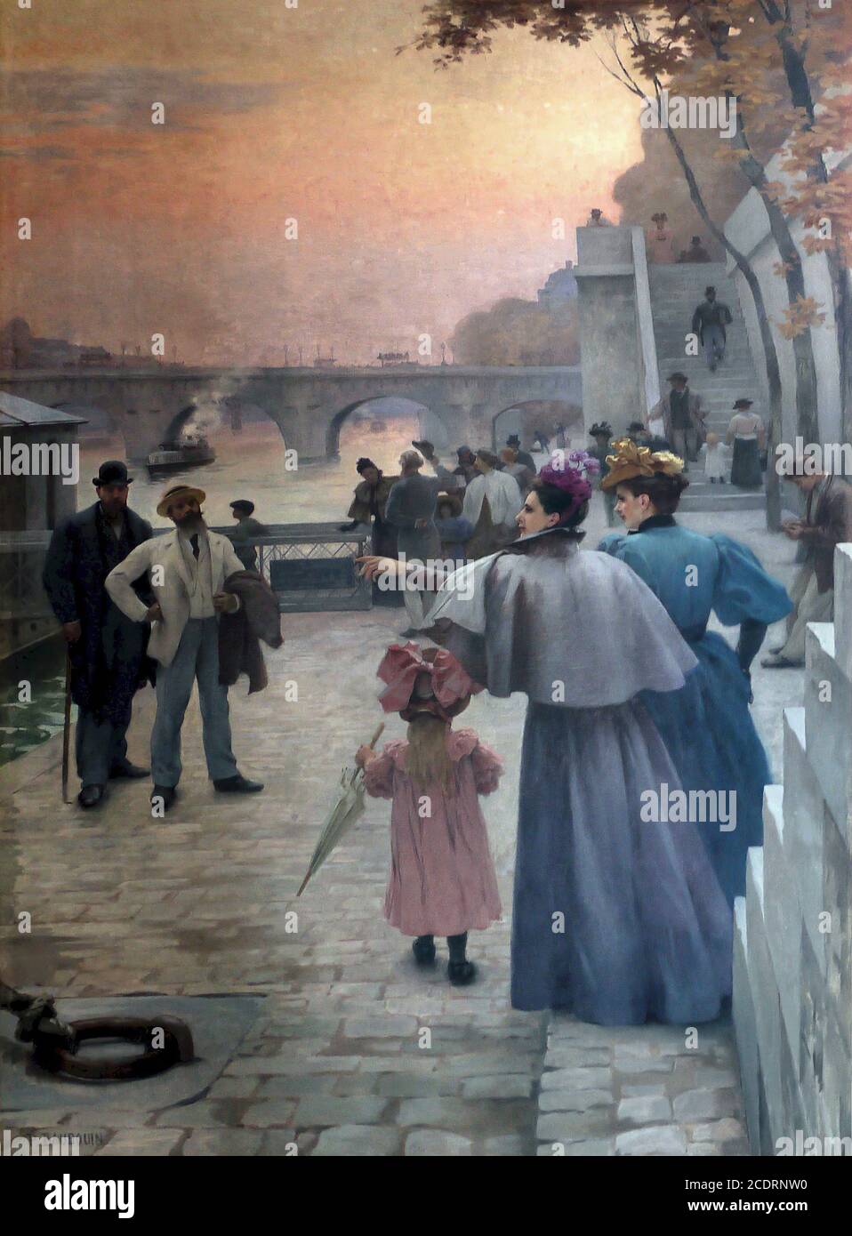 Baudouin Paul Albert - Le Soir a Paris - French School - 19th  Century Stock Photo