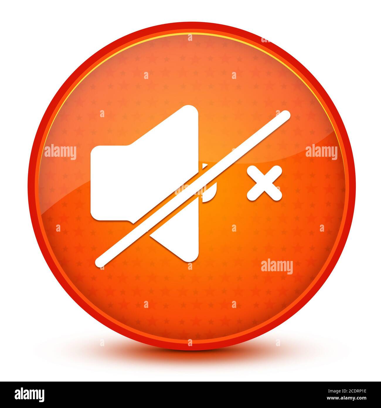 Mute speaker icon isolated on glossy star orange round button abstract illustration Stock Photo