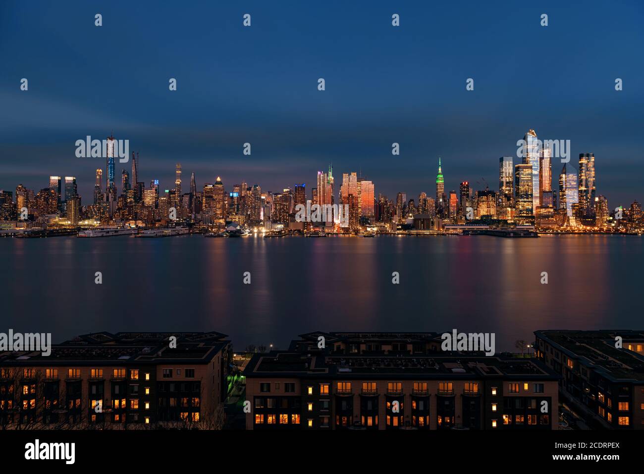 New York City midtown skyline at night with architecture Stock Photo ...