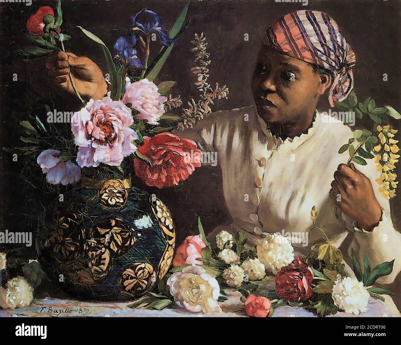 Bazille Jean FréDéric - African Woman with Peonies - French School - 19th  Century Stock Photo