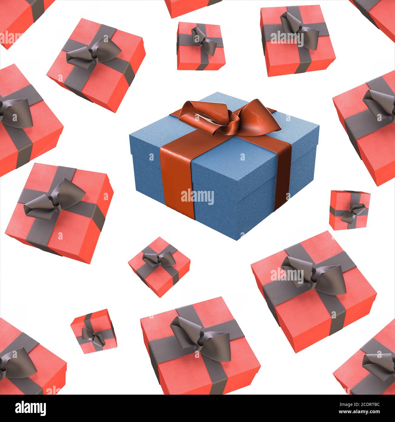 Christmas New Year colorful red and blue gift boxes with bows of ...