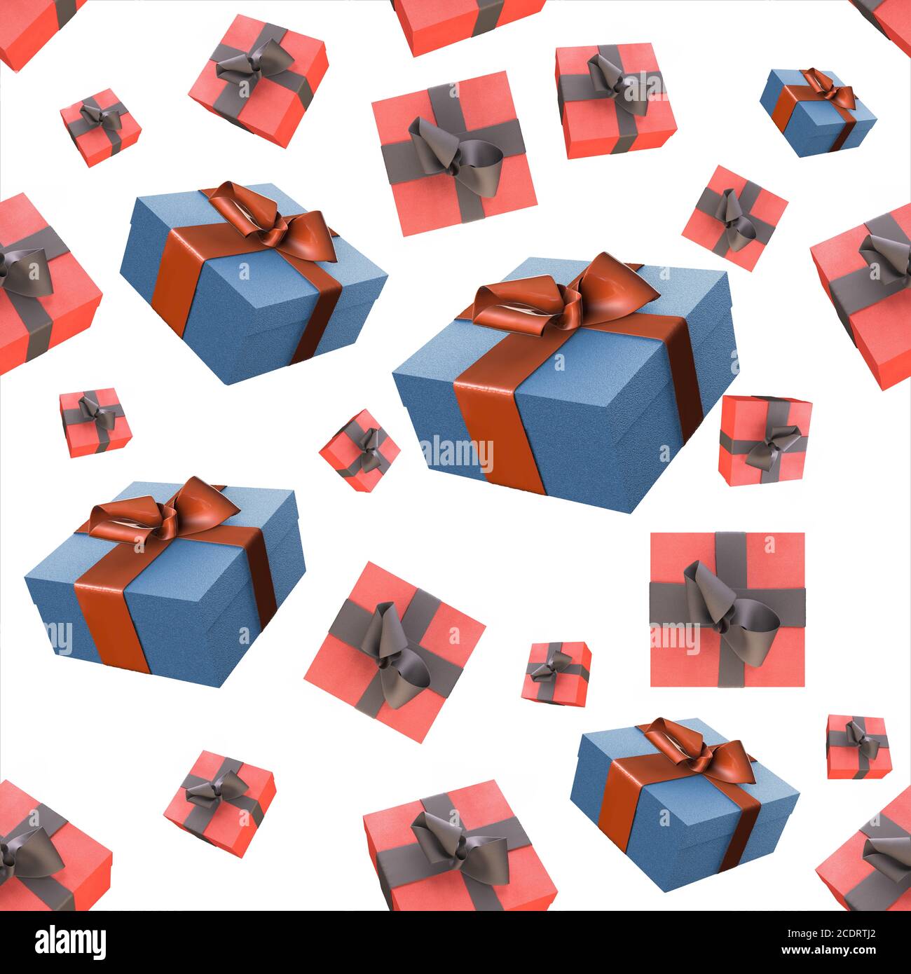 Christmas New Year colorful red and blue gift boxes with bows of ...