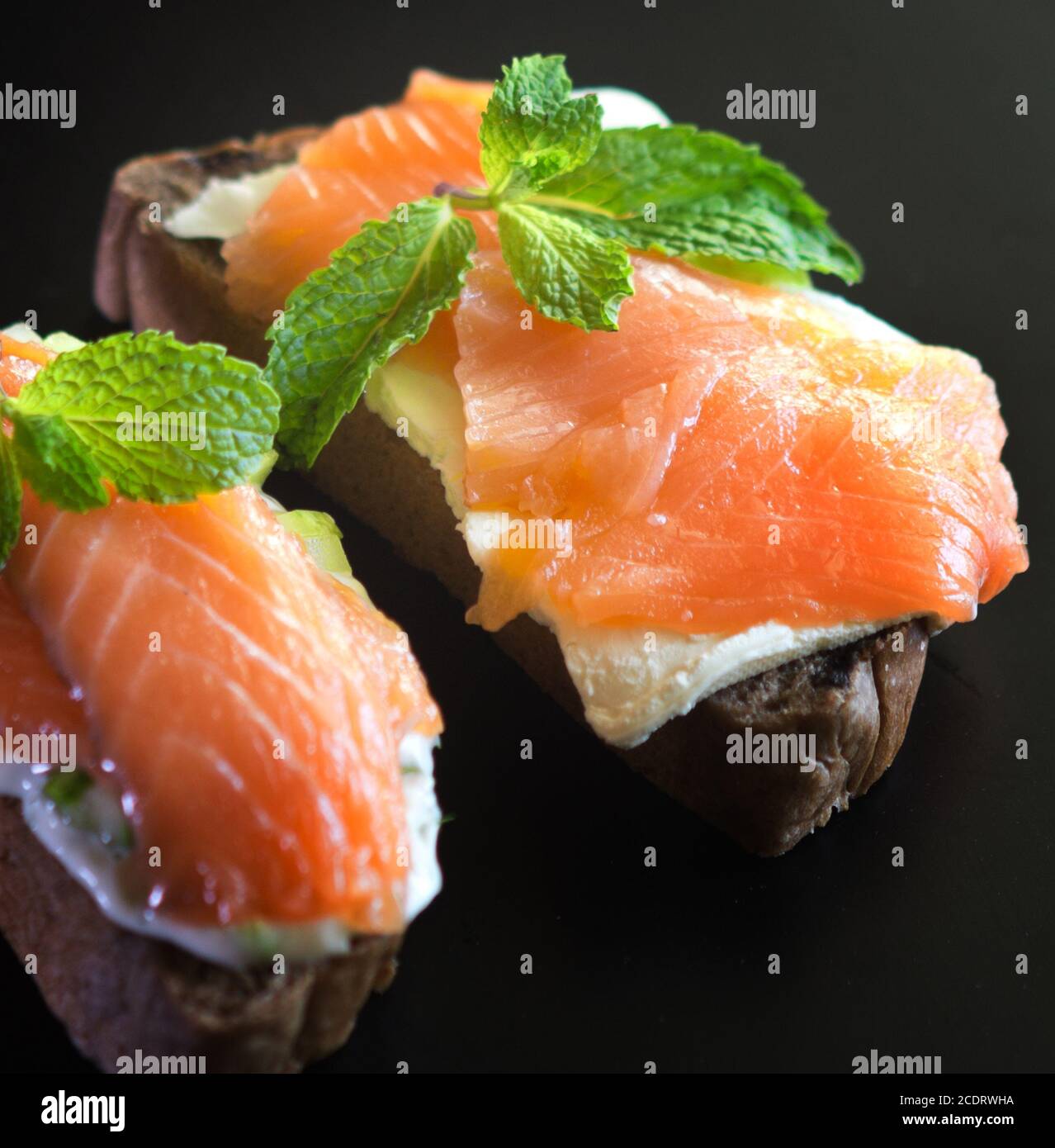 sandwiches with red fish Stock Photo