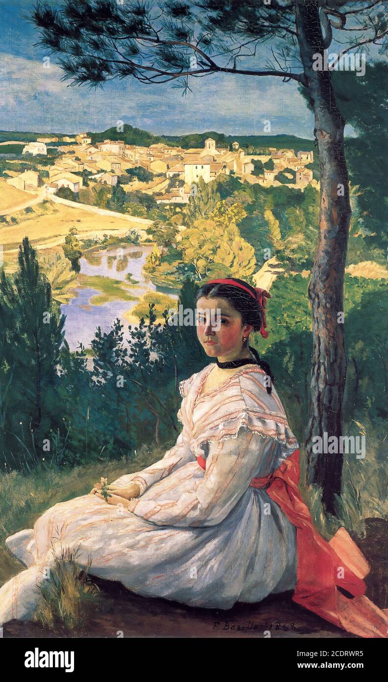 Bazille Jean FréDéric - View of the Village - French School - 19th  Century Stock Photo