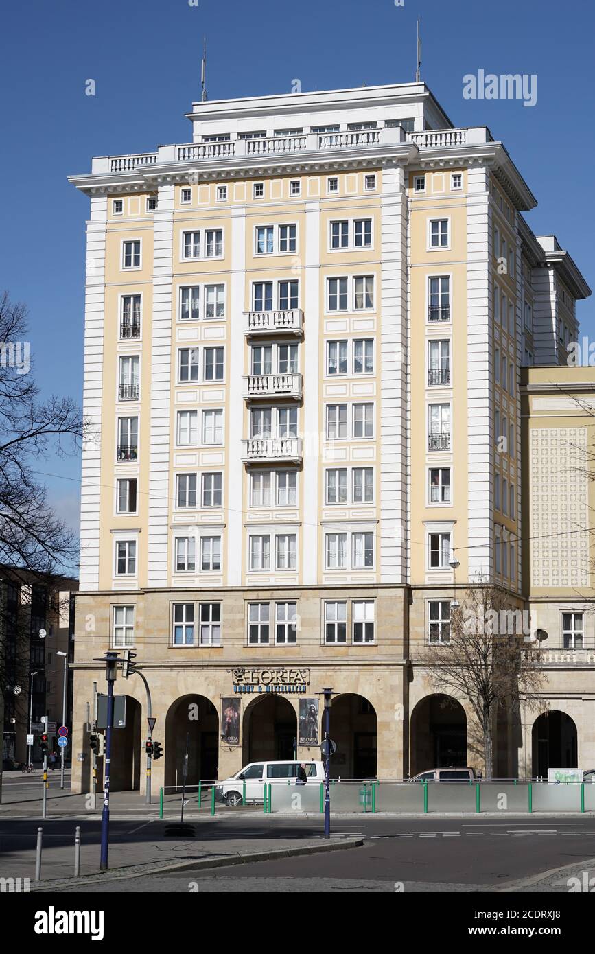 Building in the style of socialist classicism in the inner city of Magdeburg Stock Photo