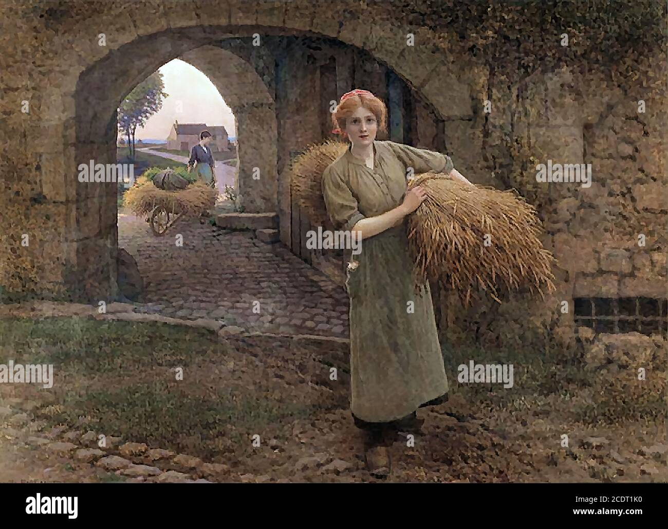 Bellanger Camille Felix Carrying the Sheaves French School 19th