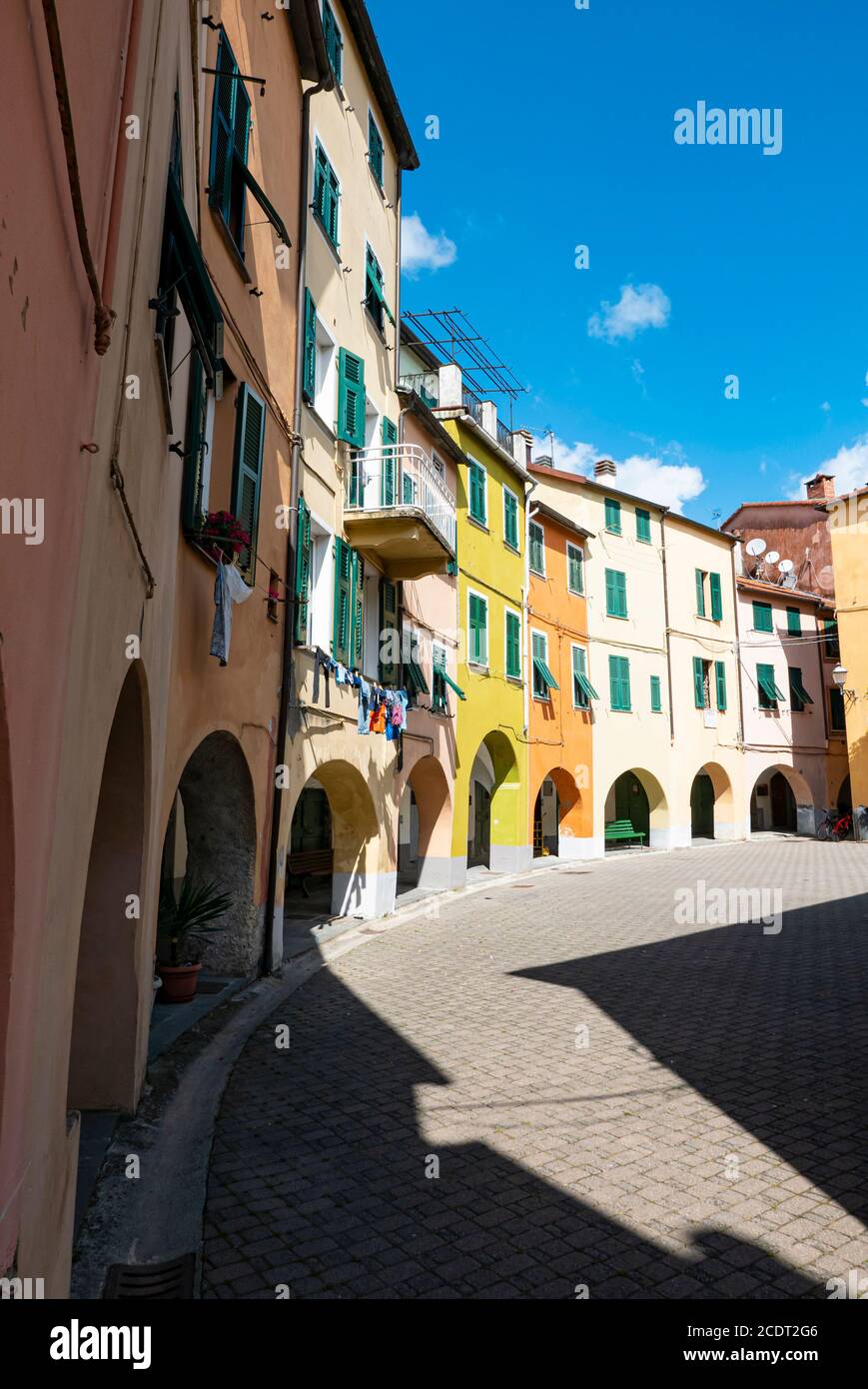 Colored buildings in Varese Ligure Stock Photo