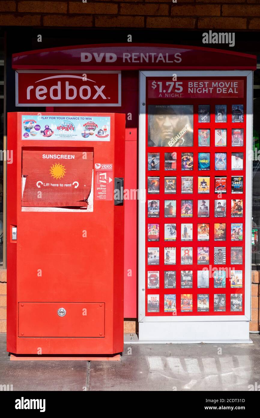 Red box DVD movies rentals machine, Phoenix, Arizona, USA Stock Photo -  Alamy