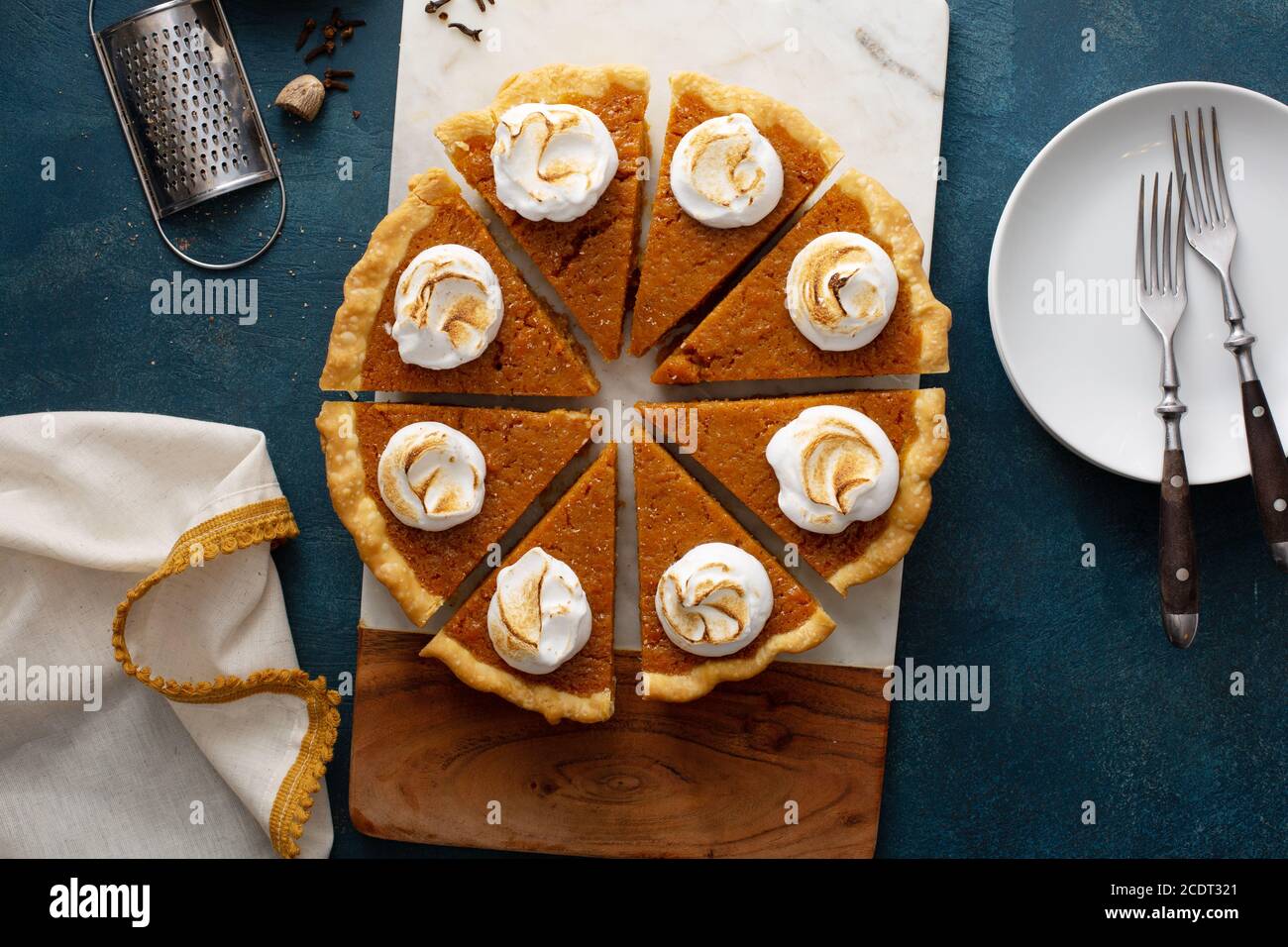 Sweet potato pie with marshmallow topping Stock Photo Alamy