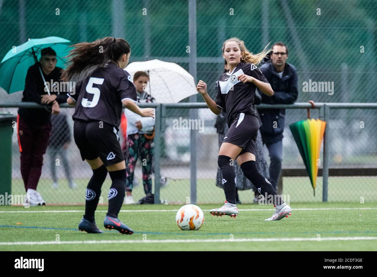 August 29, 2020, Lugano, Stadio Cornaredo, AXA Women's Super League: FC  Lugano Femminile - FC Zurich Women, # 27 Mimoza Hamidi (FC Zurich),  goalscorer # 22 Lorena Baumann (FC Zurich) and #