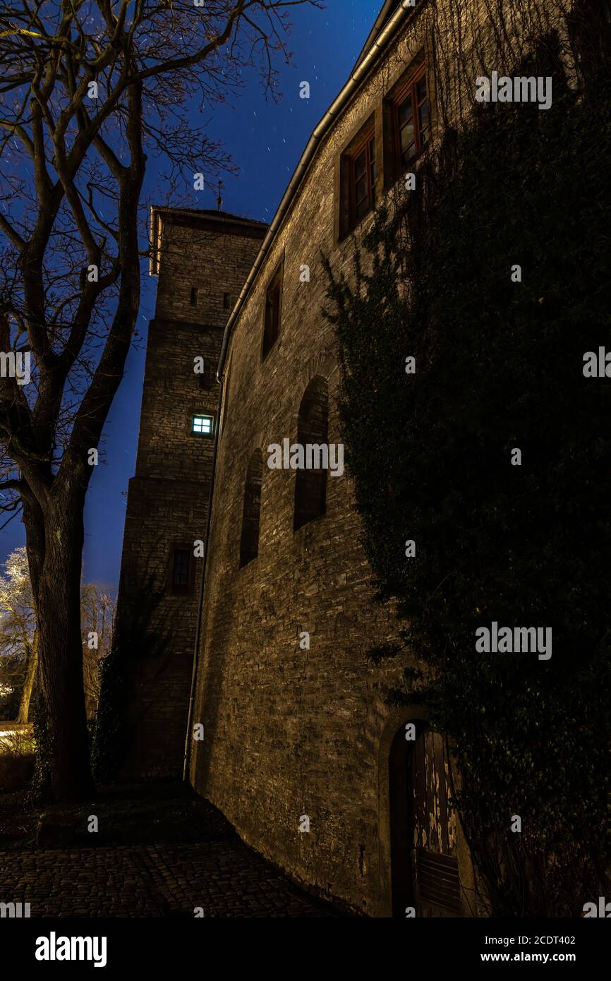 Sparrenburg in Bielefeld, Germany, at Night Stock Photo