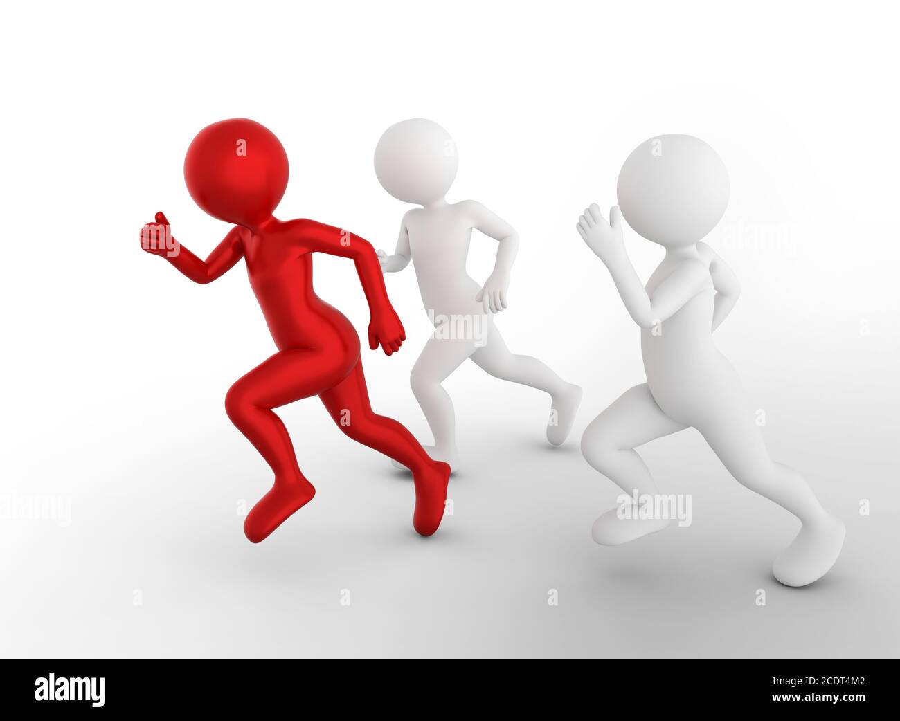 Running to be the first and win. Toon men compete, conceptual Stock Photo