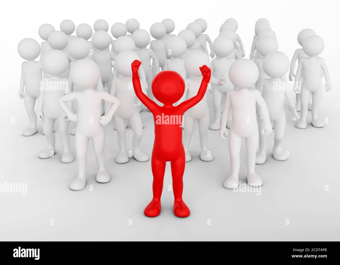 Successful team leader concept. Toon man with his army of people. Stock Photo