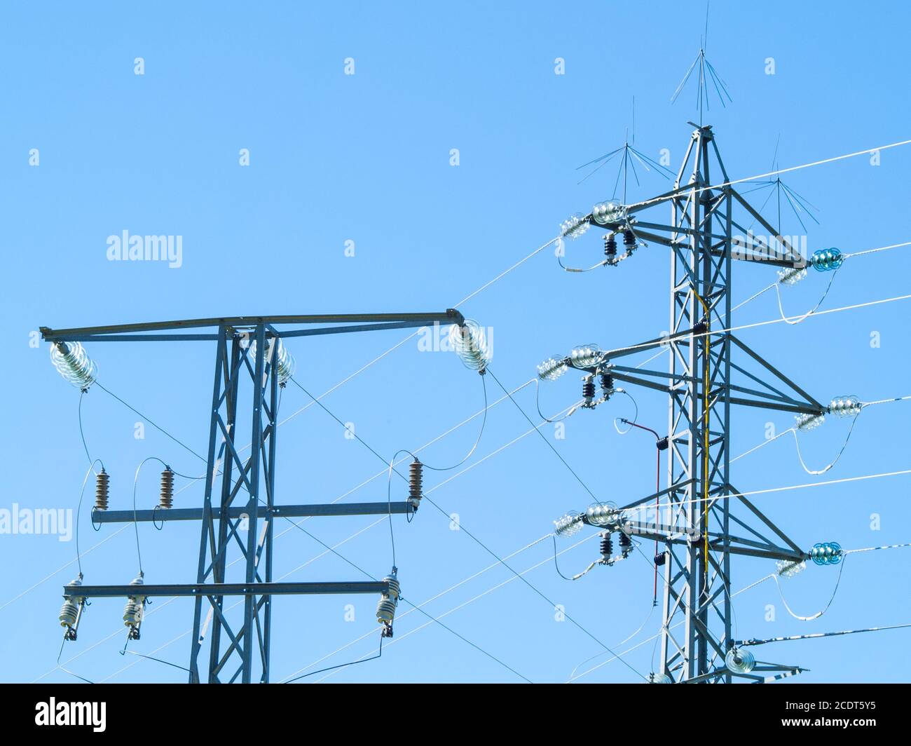 Electricity tower with blue sky Stock Photo - Alamy
