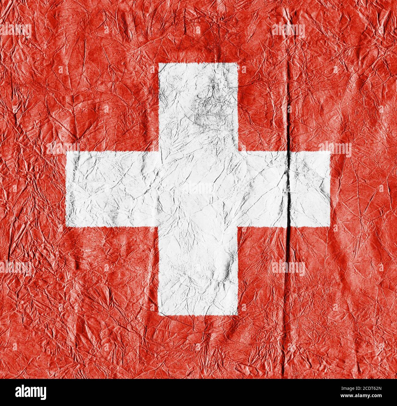 Switzerland flag on a paper in close-up Stock Photo