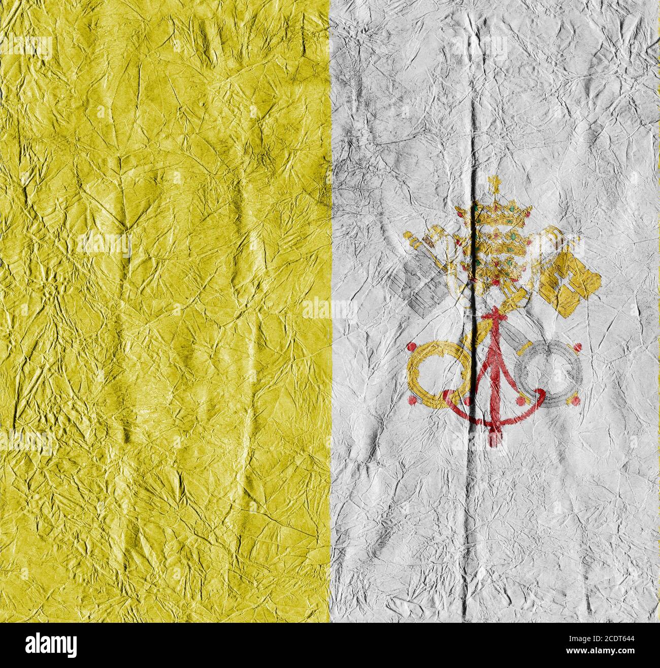 Vatican City flag on a paper in close-up Stock Photo