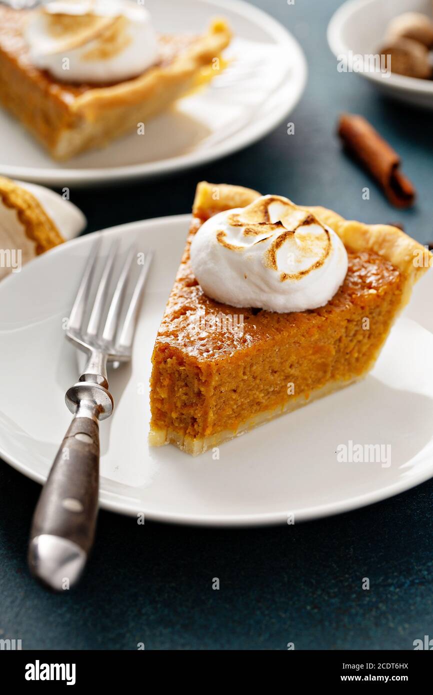 Sweet potato pie with marshmallow topping Stock Photo Alamy