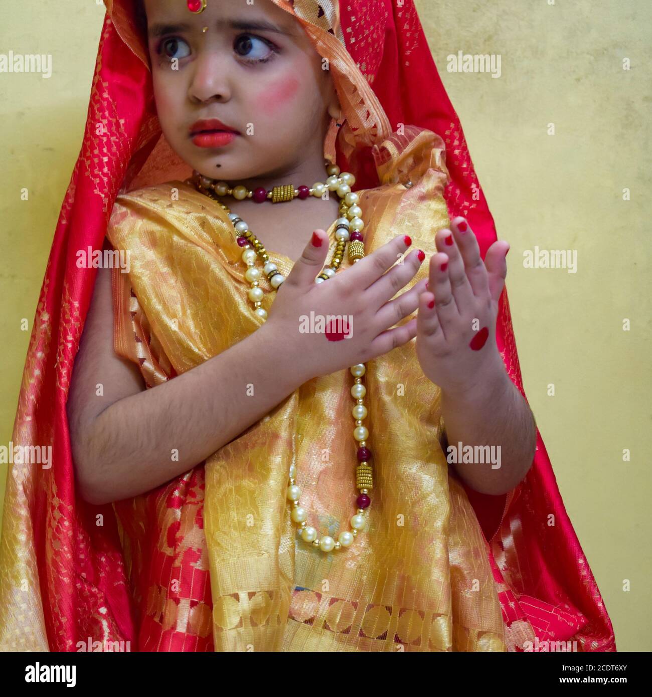Cute Indian Kid dressed up as little Lord Radha on the occasion of ...