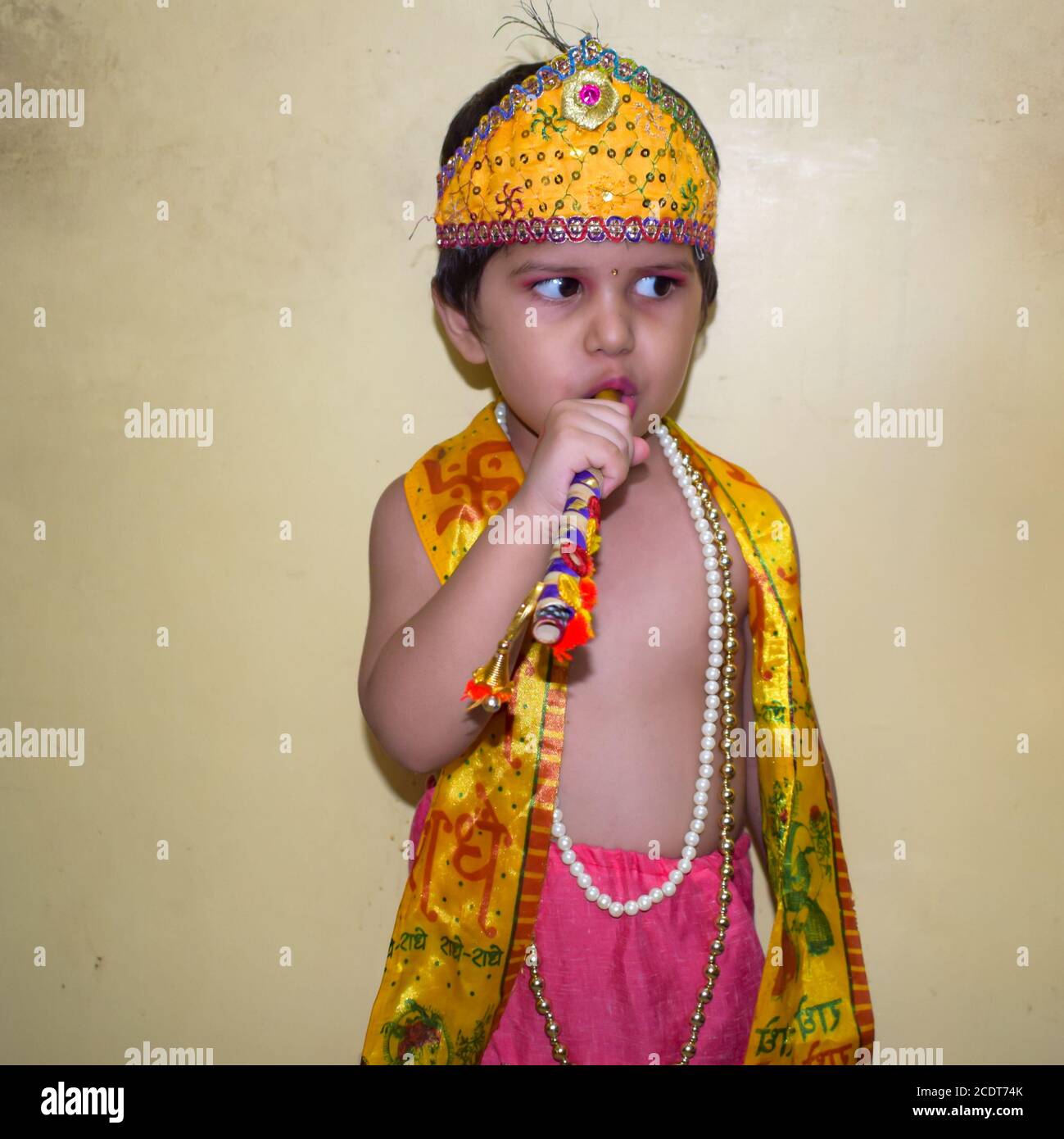 Cute Indian Kid dressed up as little Lord Krishna on the occasion ...