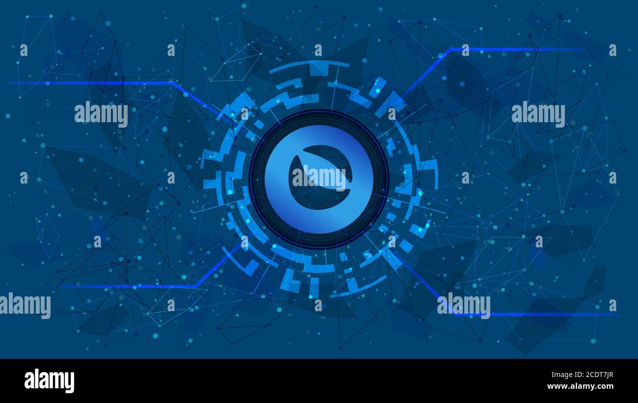 Terra LUNA token symbol of the DeFi project in a digital circle with a  cryptocurrency theme on a blue background. Cryptocurrency icon.  Decentralized Stock Photo - Alamy