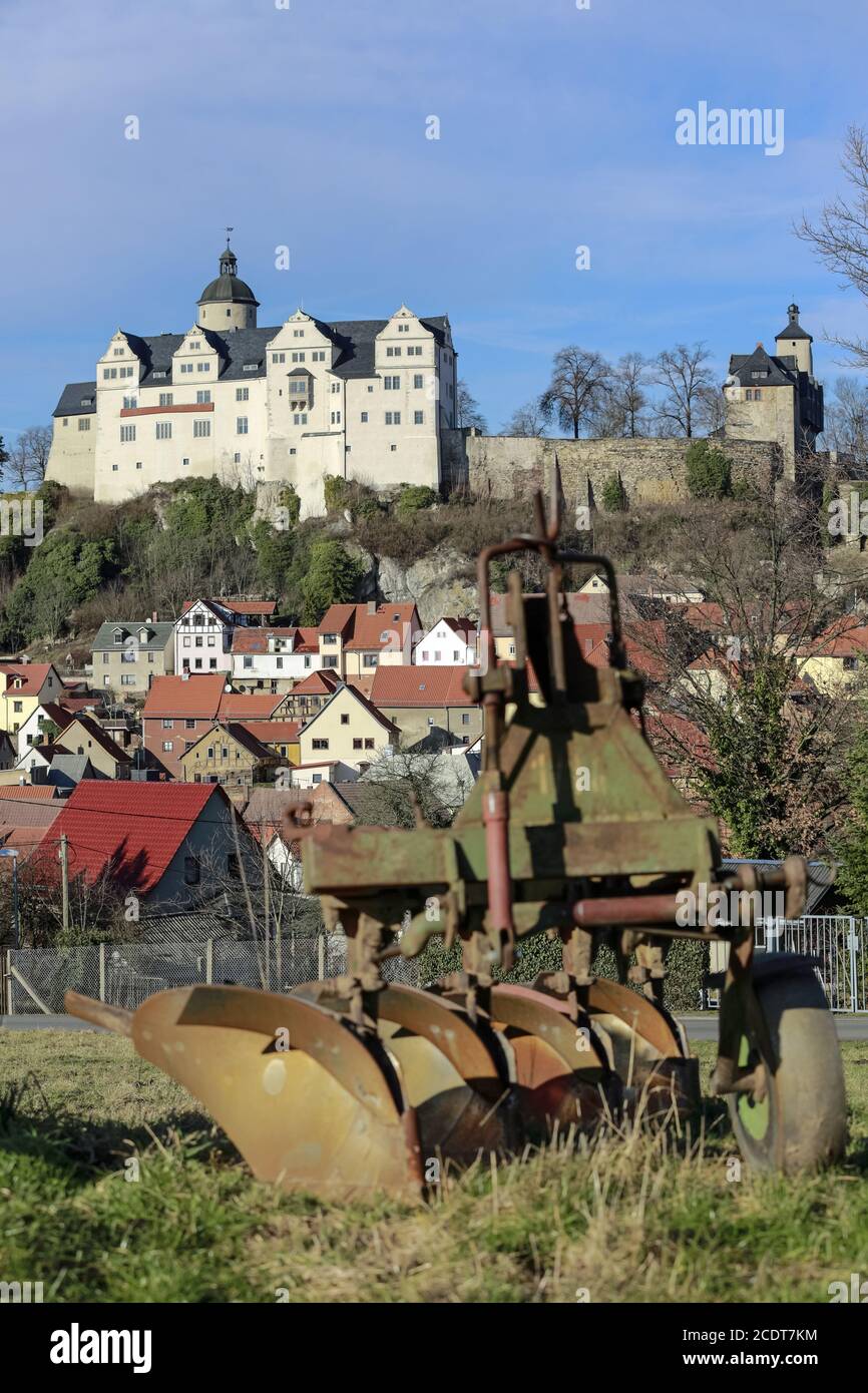 Castle Ranis and houses of the old town, Saale-Orla-Kreis, Thuringia, Germany, Europe Stock Photo