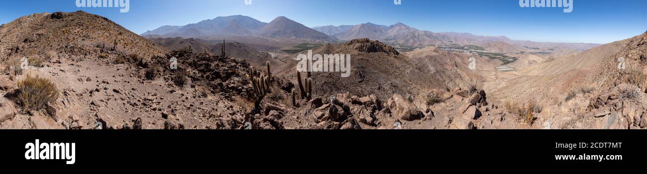 Desert landscape close to Vicuña Stock Photo