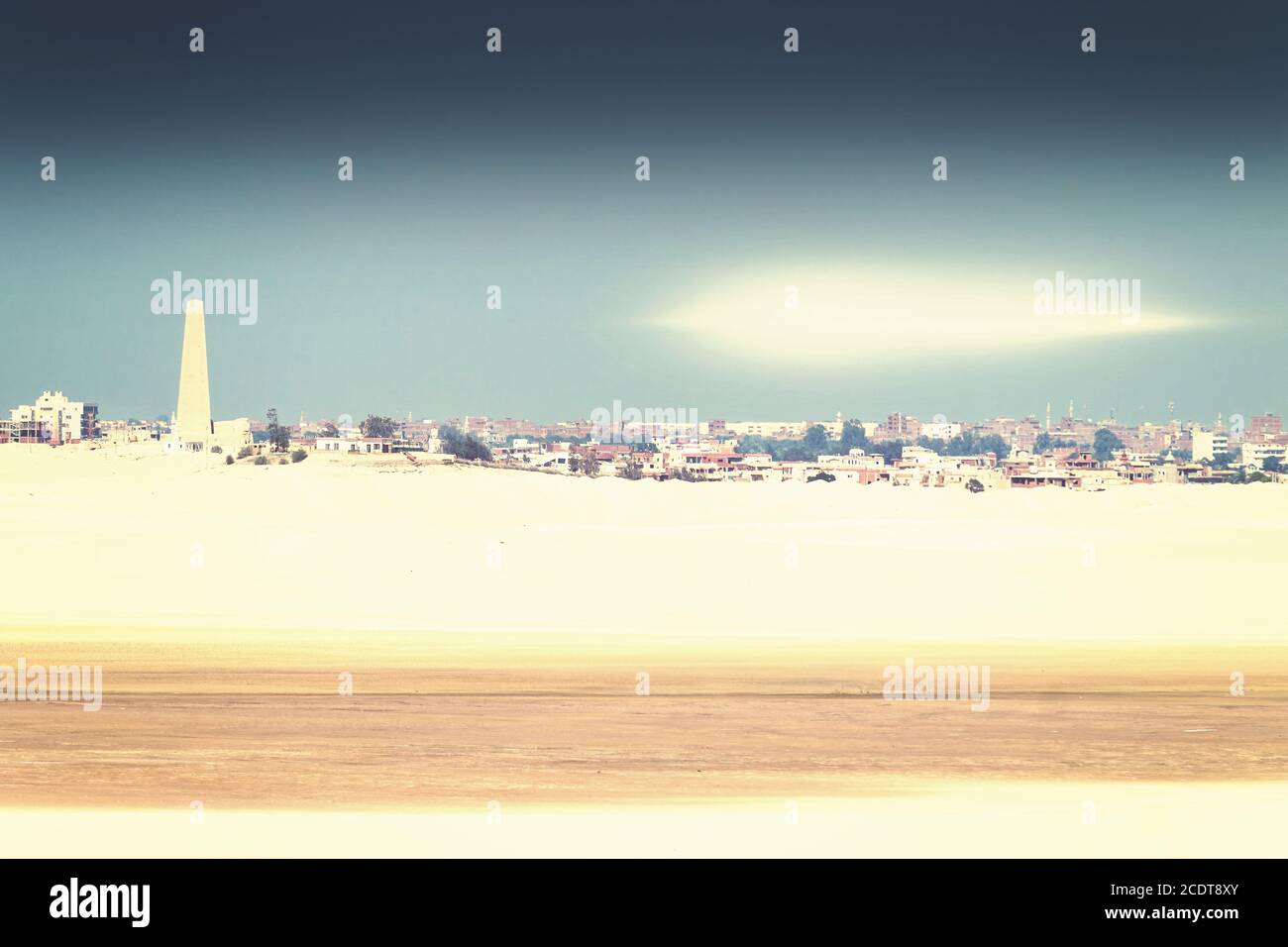 View of the city of Ismailia with light reflex in the sky Stock Photo