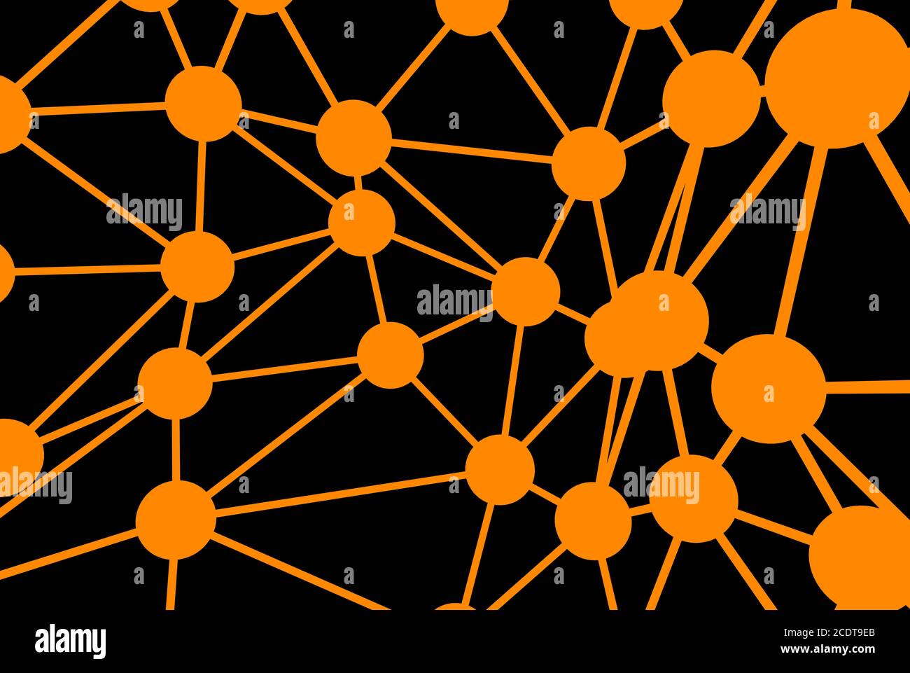 orange Molecular geometric chaos abstract structure. Science technology network connection hi-tech background Stock Photo