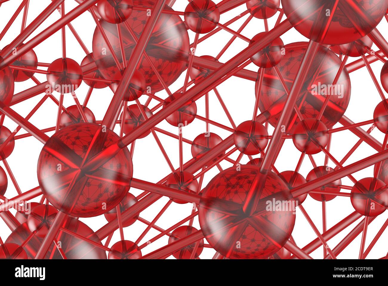 red glass Molecular geometric chaos abstract structure. Science technology network connection hi-tech background 3d rendering il Stock Photo