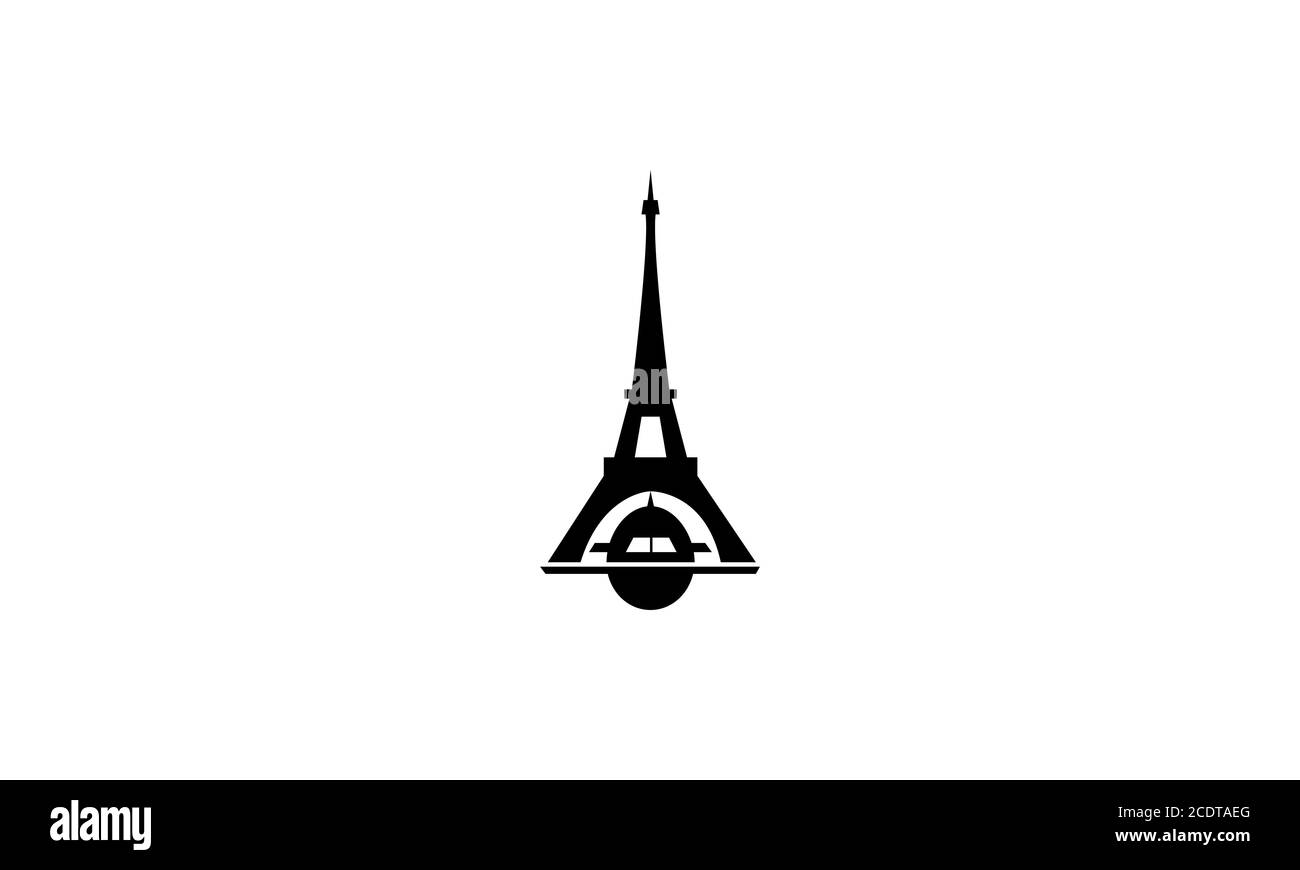 playful eiffel tower paris food or restaurant logo design icon Stock Vector