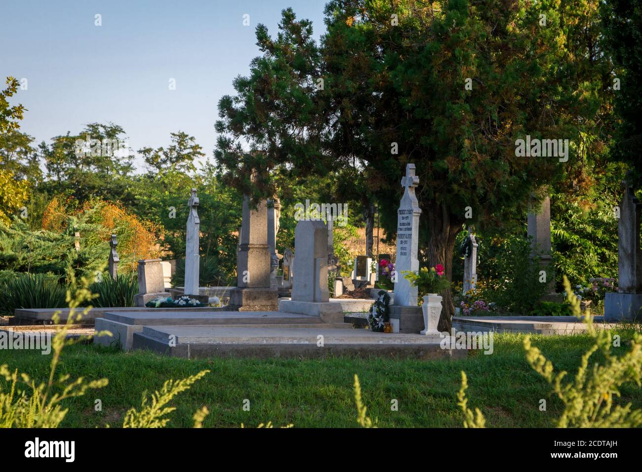 Graveyard of the town Tompa in South Hungary Stock Photo