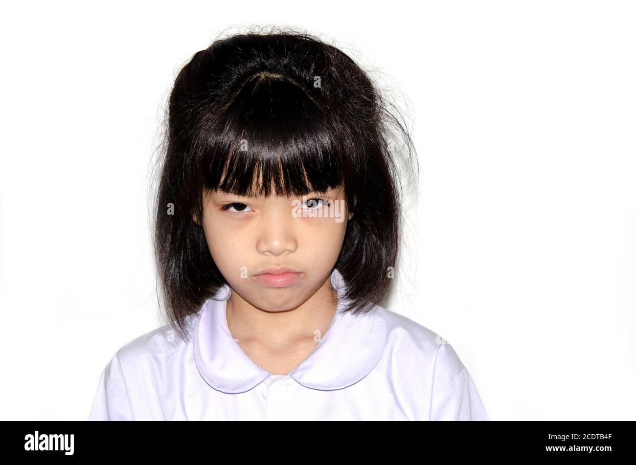 Asian girls face anger Stock Photo